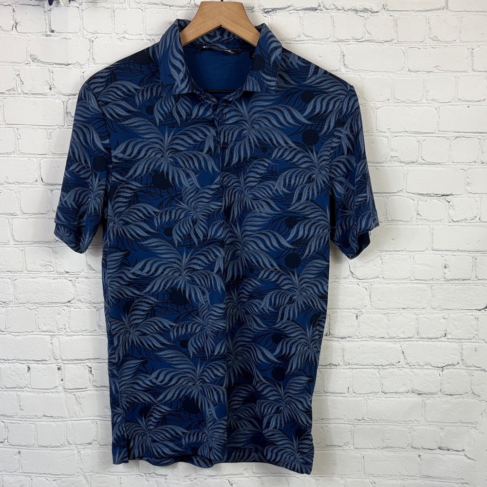 Travis Mathew NWT Estate Blue Floral Leaf Print Mountain Down Polo 1MX116 size S